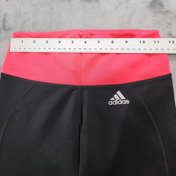 Adidas Leggings Womens S Black Coral Climalite 3 Stripe Active Capri Workout Gym - Picture 8 of 12